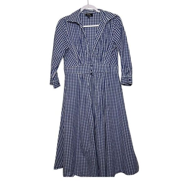 Mod‎ X Gingham Shirt Dress Duster Women's S Blue Retro Boho Farmcore - Picture 1 of 7